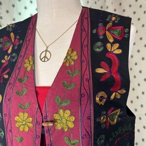 Y2K embroidered festival vest boho vest hippie vest 80s retro